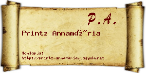 Printz Annamária névjegykártya