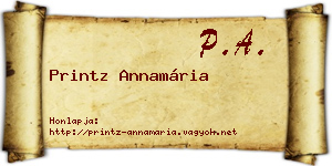 Printz Annamária névjegykártya